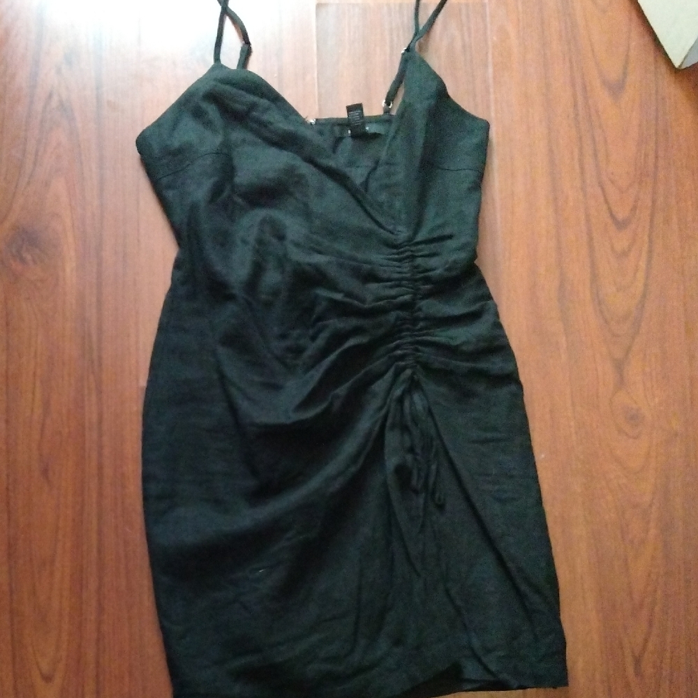 Forever 21 Black Mini Dress with Ruched Detail
